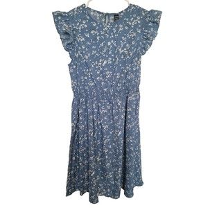 Shein Womens Floral Knee Length Dress Smocked Waist Cottagecore Size 6 NWT